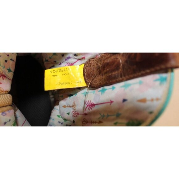 Dan Post Youth Size 6D Brown Leather and Fur Unisex Buckaroo Cowboy Boots - Picture 8 of 12